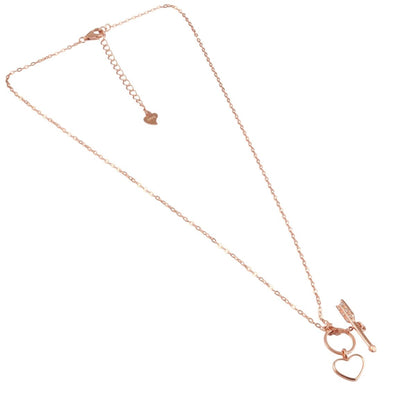 925 Silver Rose Gold Heart & Arrow Charm Necklace with Mother of Pearl - Zirak Silver