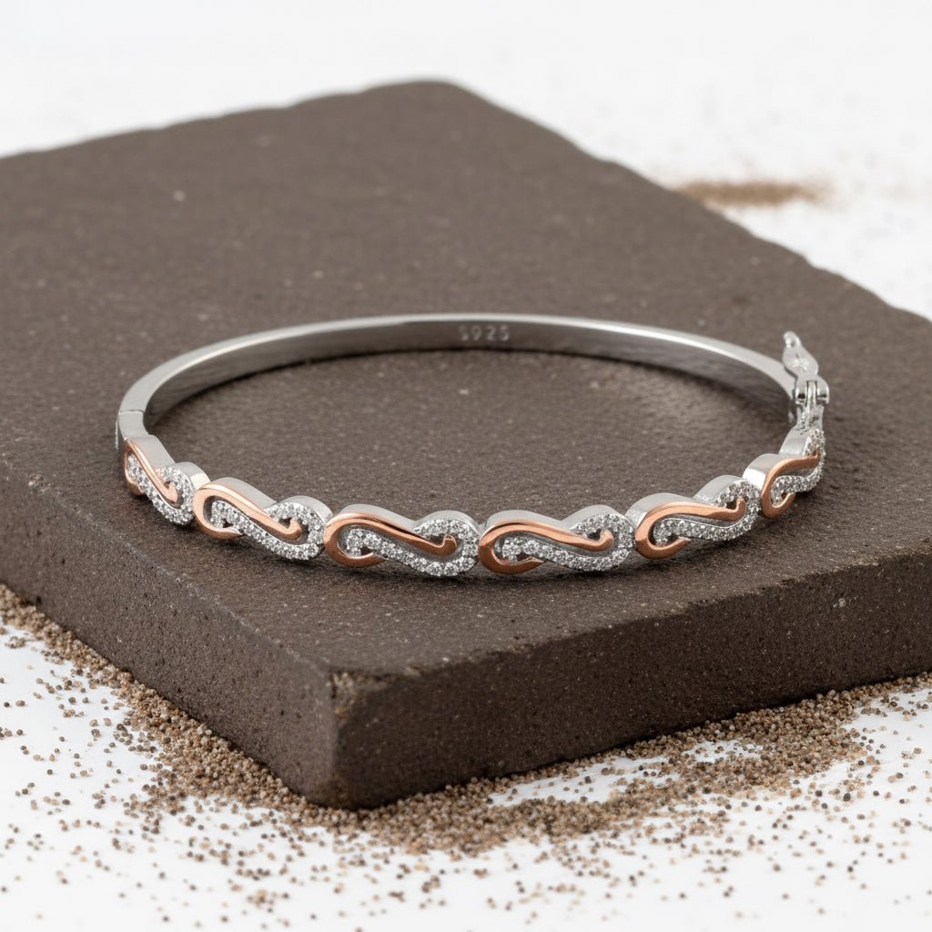 925 Silver Rose Gold Infinity Link Bracelet - Zirak Silver