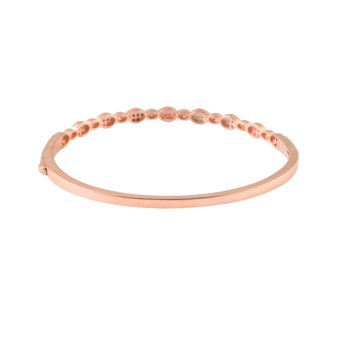 925 Silver Rose Gold Multicolor CZ Slim Bangle Bracelet - Zirak Silver