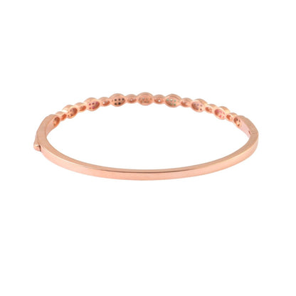 925 Silver Rose Gold Multicolor CZ Slim Bangle Bracelet - Zirak Silver