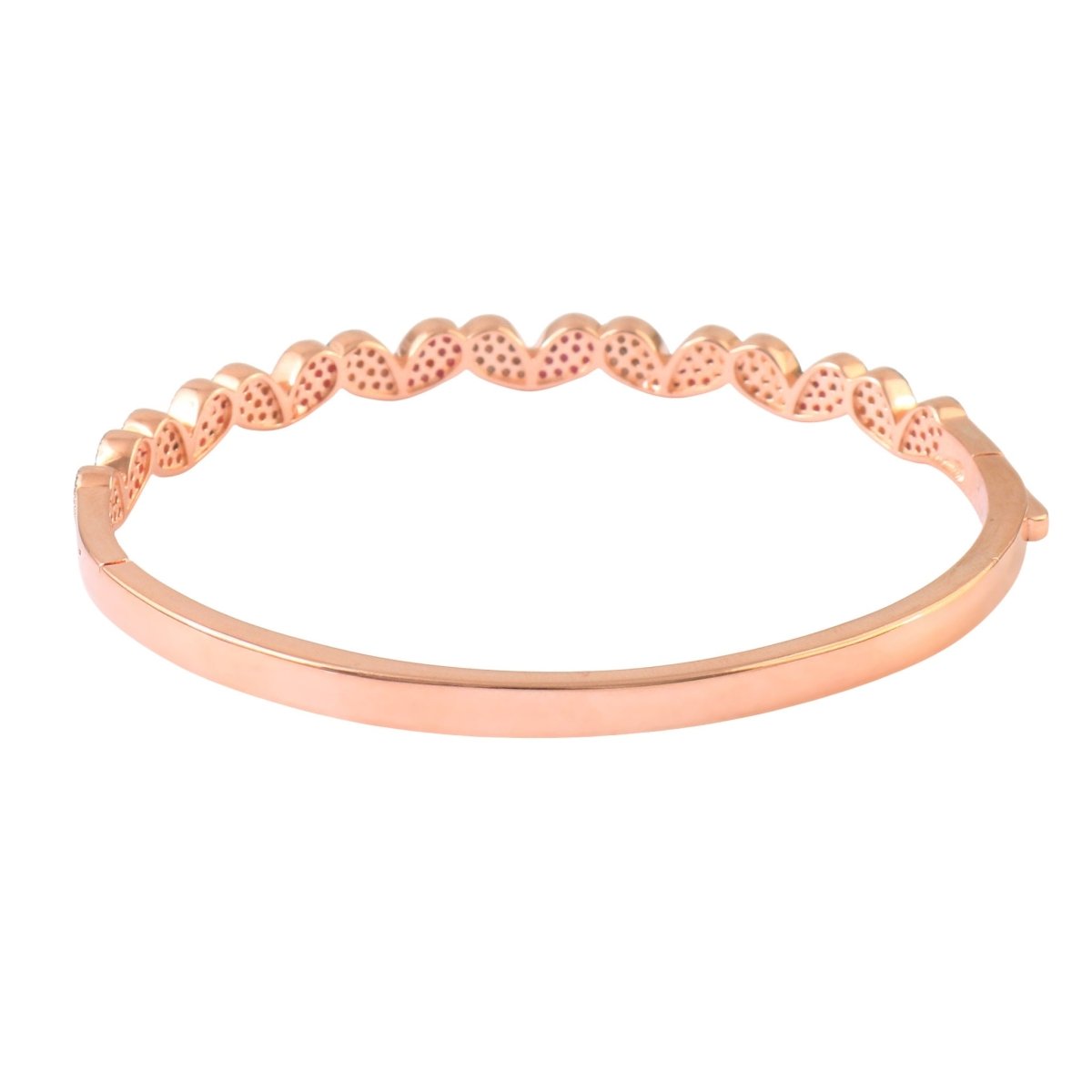 925 Silver Rose Gold Scalloped Ruby & CZ Bangle Bracelet - Zirak Silver