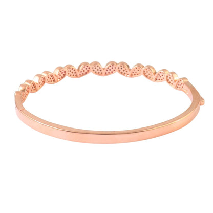 925 Silver Rose Gold Scalloped Ruby & CZ Bangle Bracelet - Zirak Silver