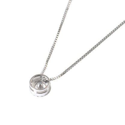 925 Silver Round Halo CZ Pendant Necklace - Zirak Silver