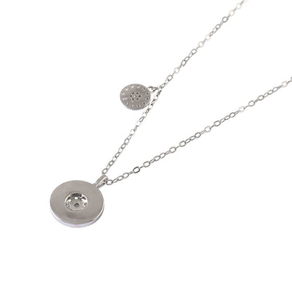 925 Silver Round Halo Pendant Necklace with Center Stone - Zirak Silver
