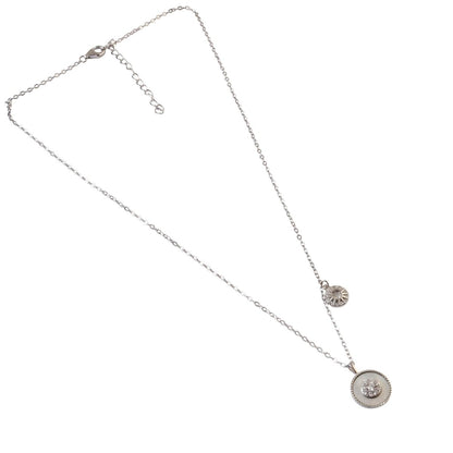 925 Silver Round Halo Pendant Necklace with Center Stone - Zirak Silver