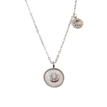 925 Silver Round Halo Pendant Necklace with Center Stone - Zirak Silver