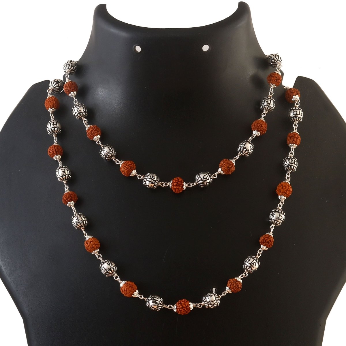 925 Silver Rudraksha Mala | Spiritual Yoga Meditation Beads Necklace - Zirak Silver