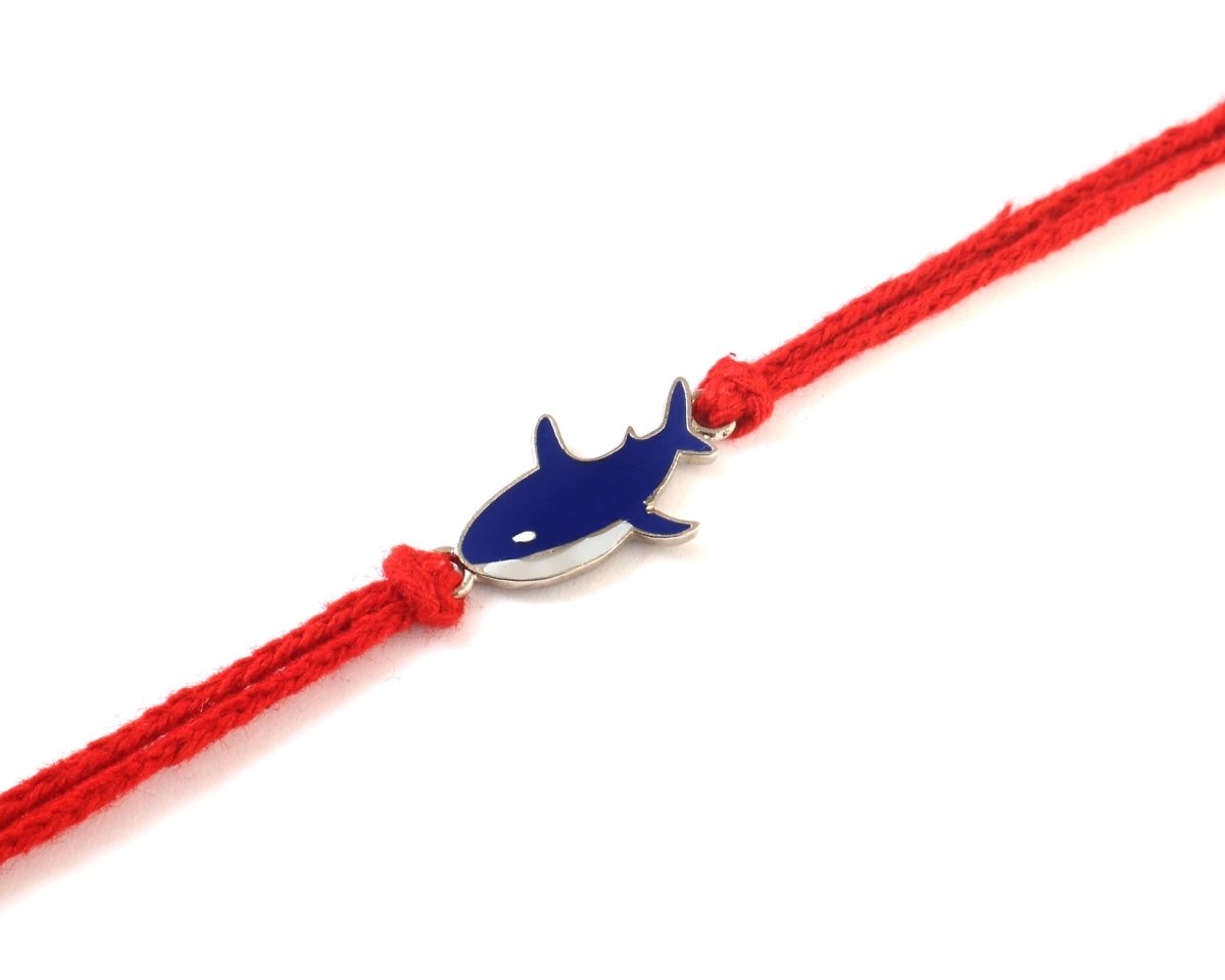 925 Silver Shark Rakhi with Red Thread – Fun Raksha bandhan Bracelet for Kids - Zirak Silver