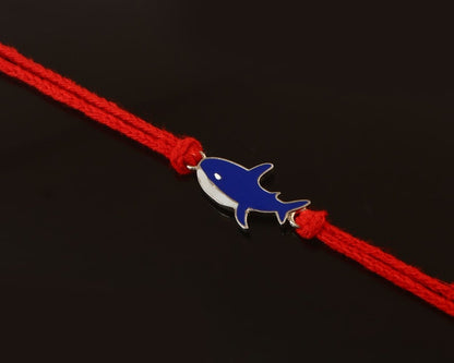 925 Silver Shark Rakhi with Red Thread – Fun Raksha bandhan Bracelet for Kids - Zirak Silver