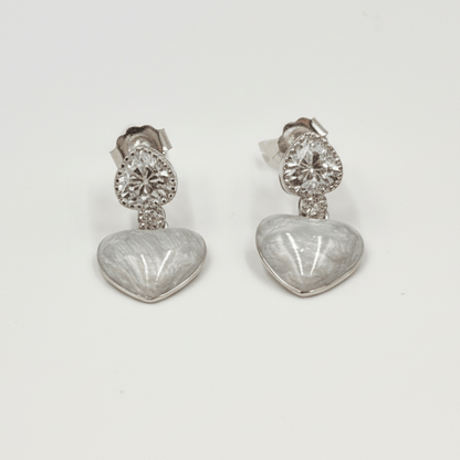 925 Silver Sparkle Heart Drop Earrings - Zirak Silver