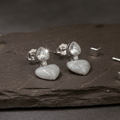 925 Silver Sparkle Heart Drop Earrings - Zirak Silver