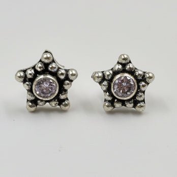 925 Silver Star CZ Stud Earrings - Zirak Silver