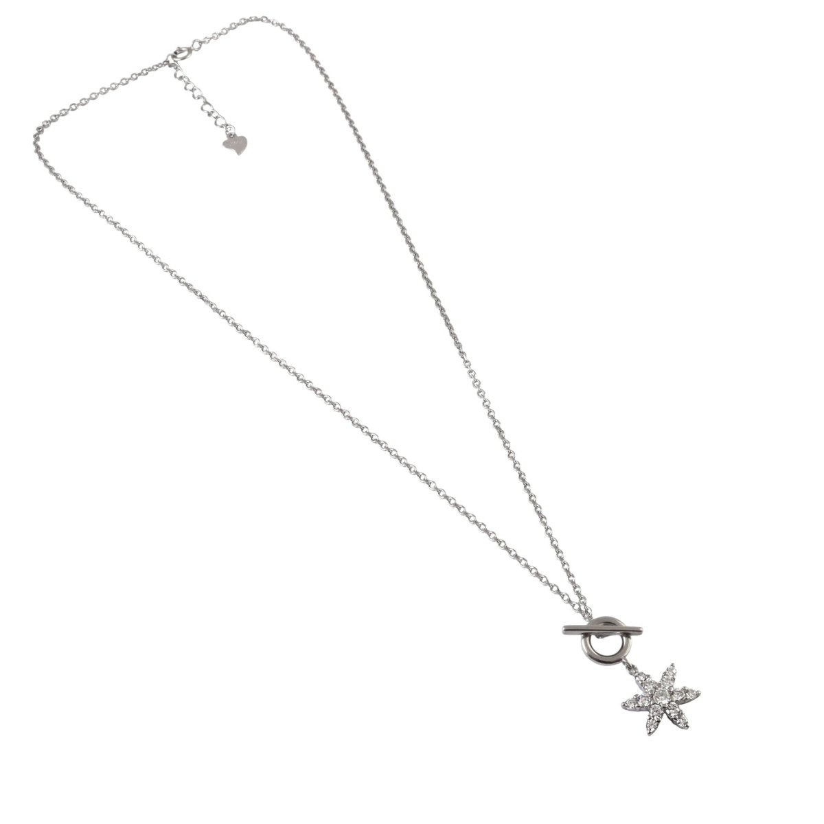 925 Silver Star Toggle Pendant Necklace with CZ Detailing - Zirak Silver