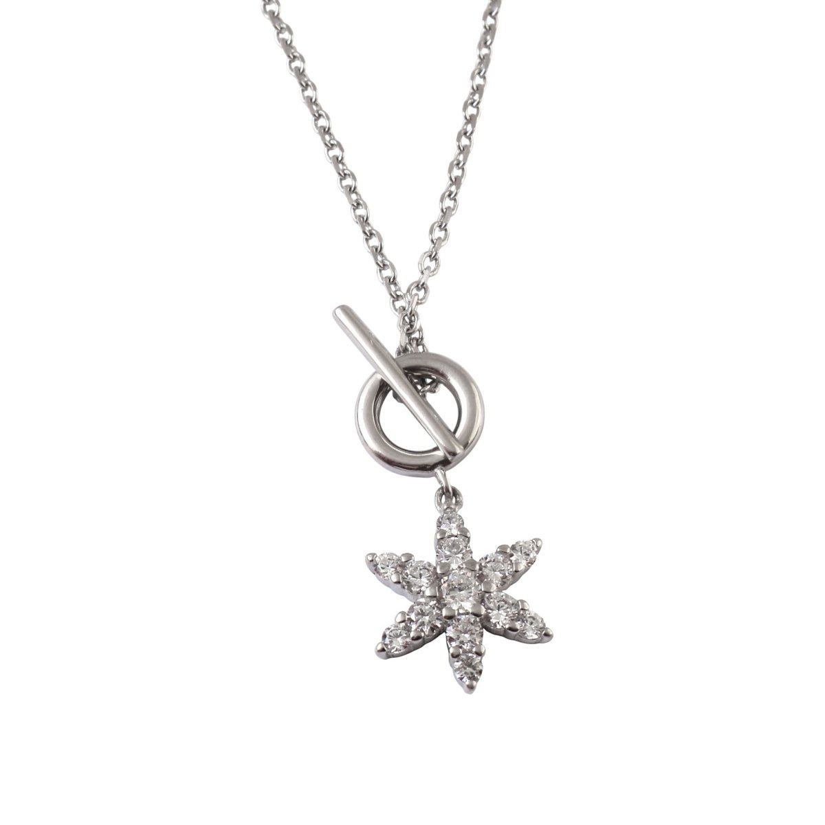 925 Silver Star Toggle Pendant Necklace with CZ Detailing - Zirak Silver