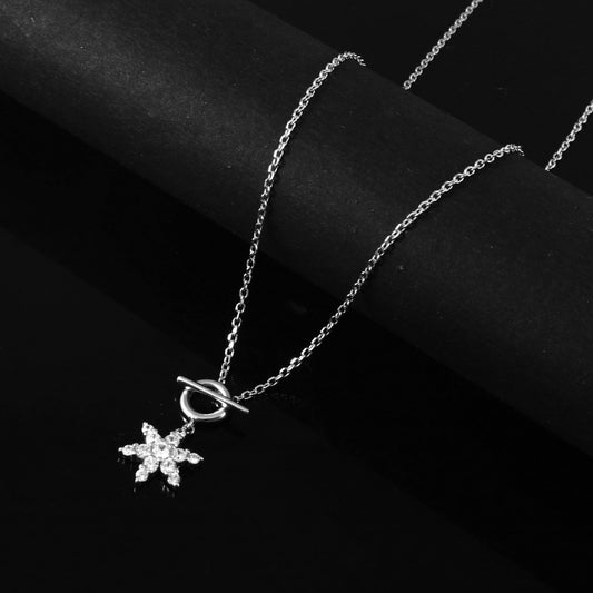 925 Silver Starburst Toggle Pendant Necklace - Zirak Silver