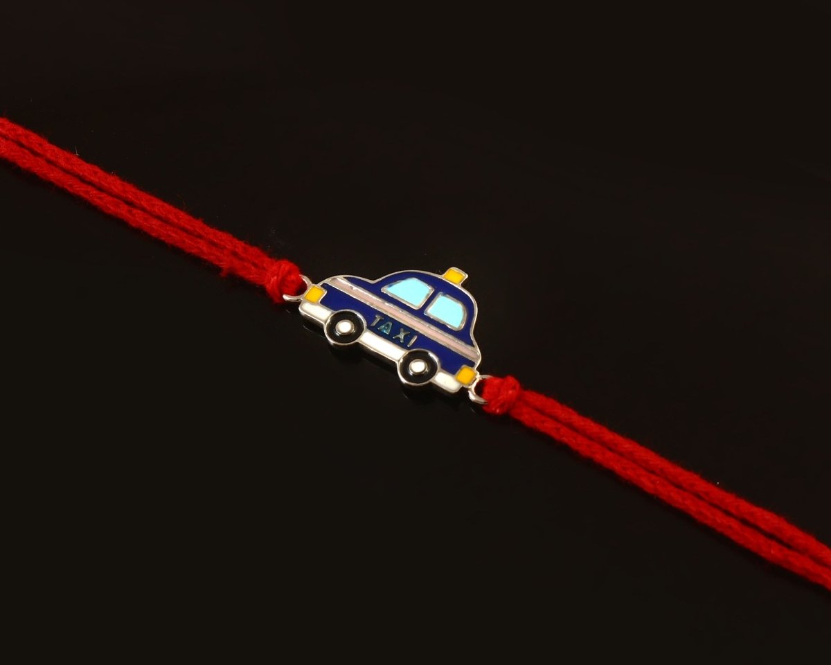 925 Silver Taxi Car Rakhi with Enamel Detailing - Zirak Silver