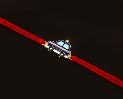 925 Silver Taxi Car Rakhi with Enamel Detailing - Zirak Silver