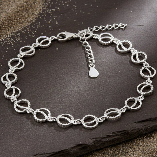 925 Silver Textured Oval Link Bracelet - Zirak Silver