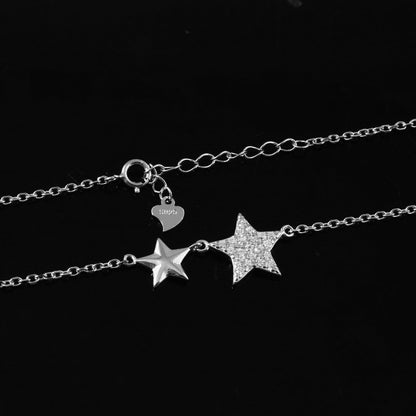 925 Silver Twin Star Pendant Necklace - Zirak Silver