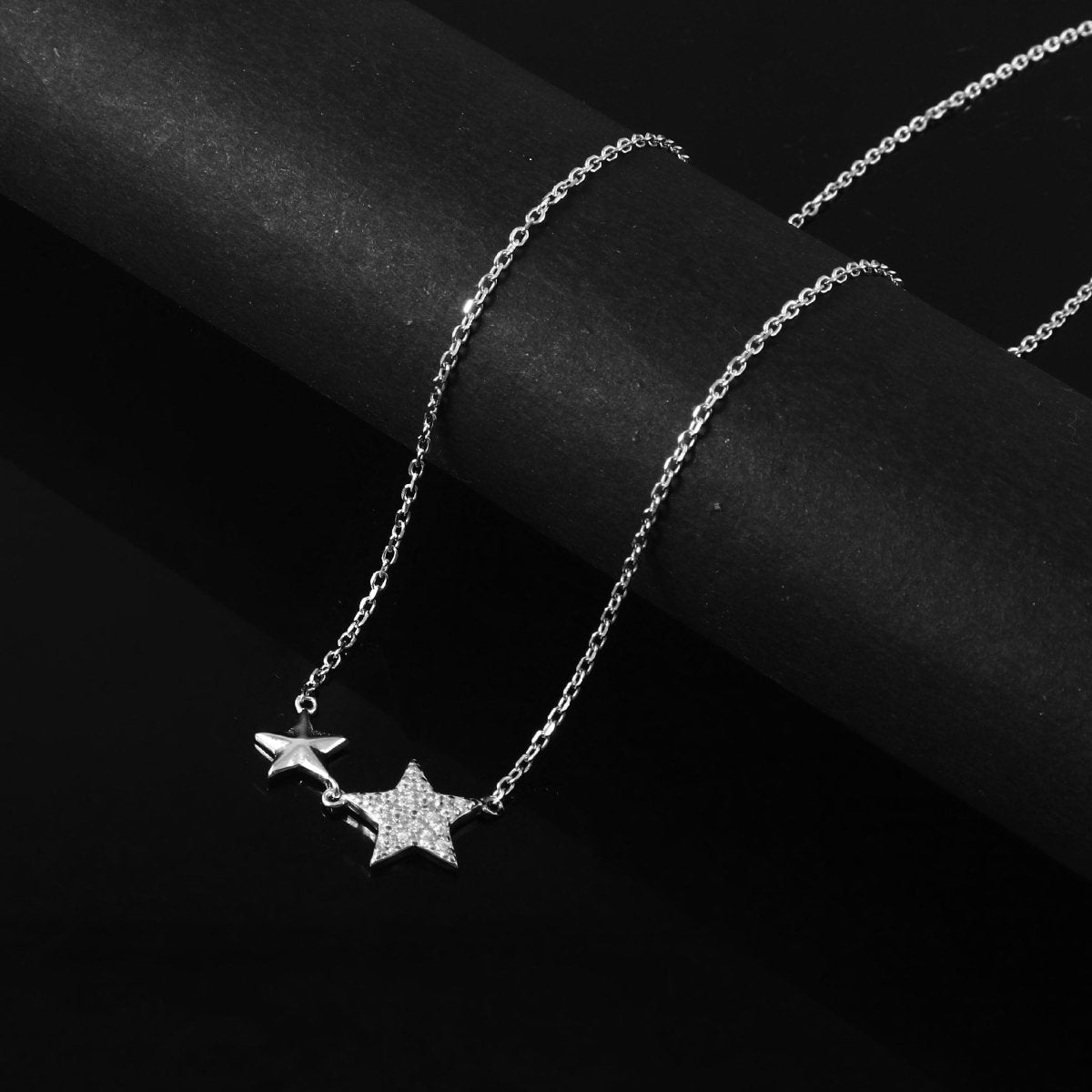 925 Silver Twin Star Pendant Necklace - Zirak Silver