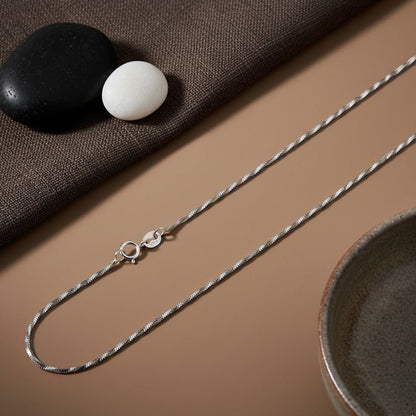 925 Silver Twisted Box Chain Necklace | Minimal Sterling Silver Chain for Pendants - Zirak Silver