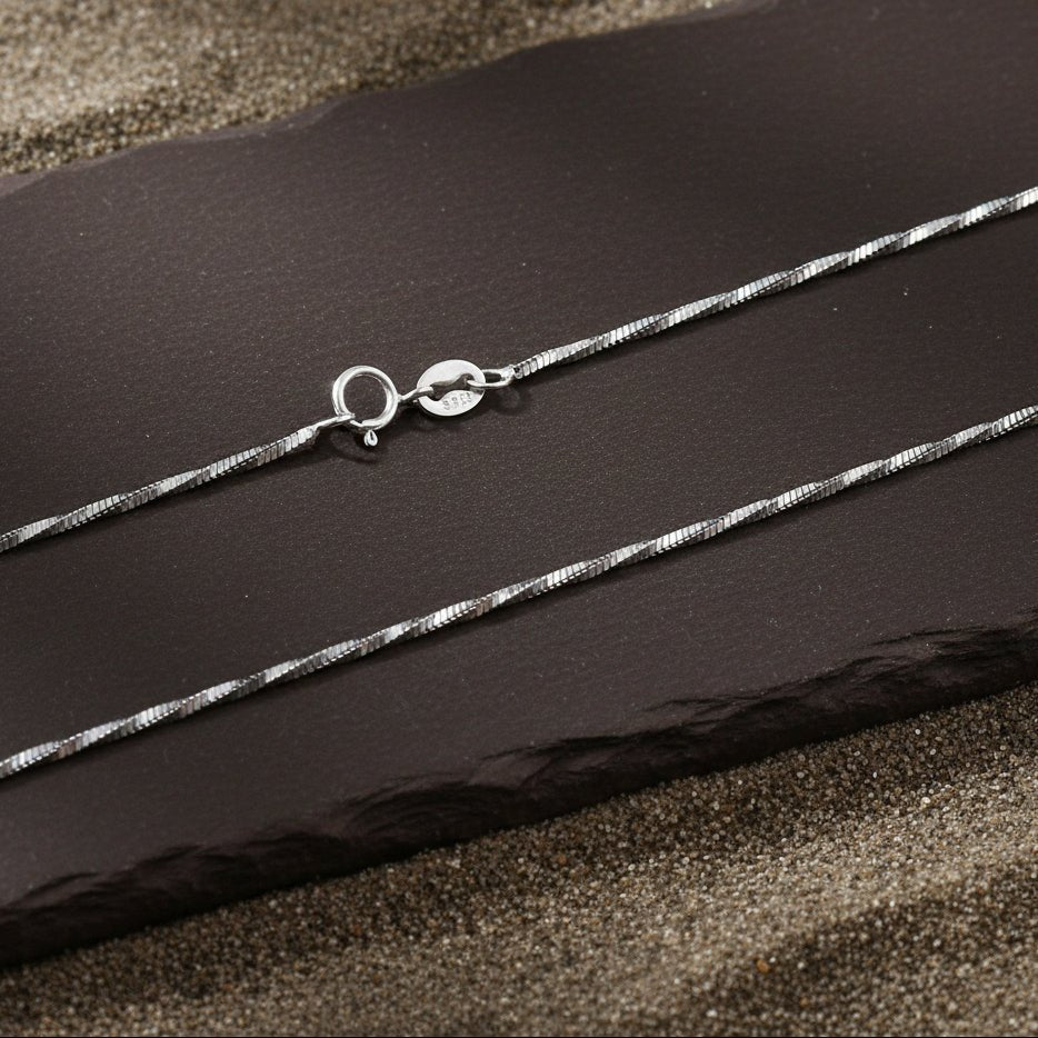 925 Silver Twisted Box Chain Necklace | Minimal Sterling Silver Chain for Pendants - Zirak Silver