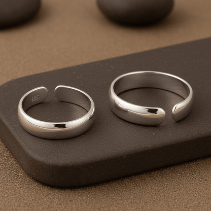 925 Sterling Silver Adjustable Plain Toe Rings – Minimalist Unisex Everyday Jewelry - Zirak Silver