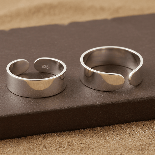 925 Sterling Silver Adjustable Plain Wide Band Toe Ring – Minimalist Unisex Jewelry - Zirak Silver