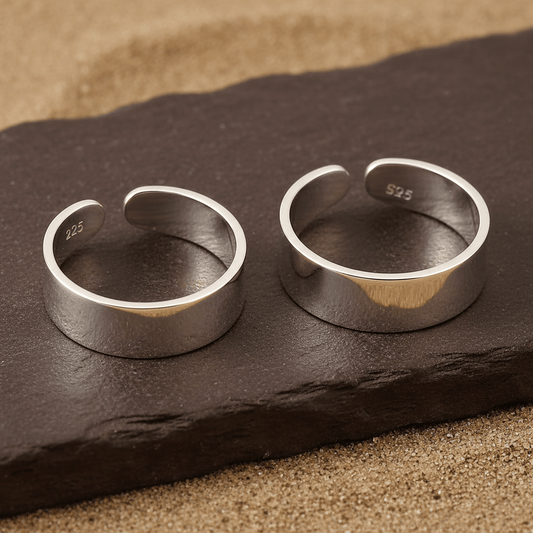 925 Sterling Silver Adjustable Plain Wide Band Toe Ring – Minimalist Unisex Jewelry - Zirak Silver