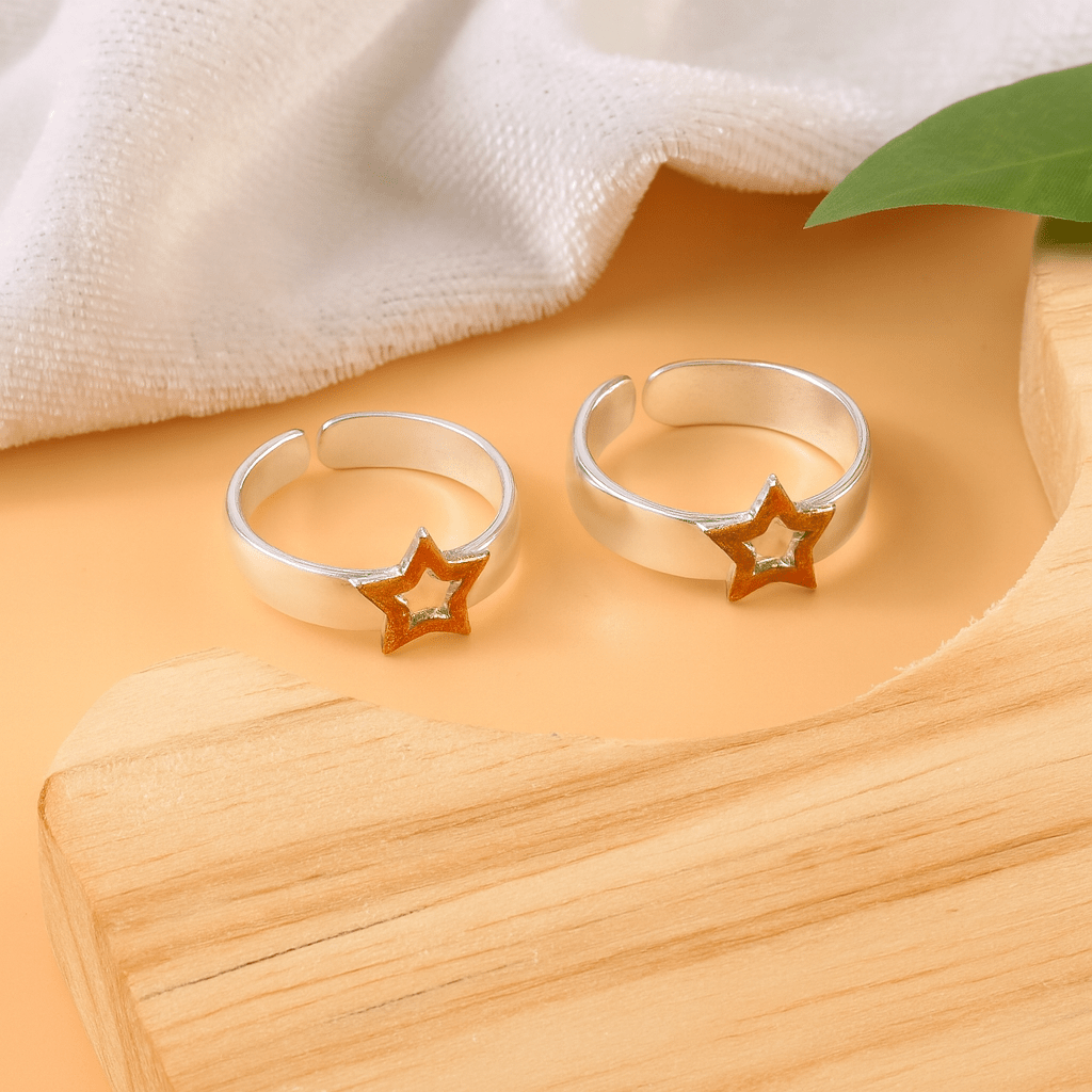 925 Sterling Silver Adjustable Star Toe Ring – Cute Open Band Foot Jewelry - Zirak Silver