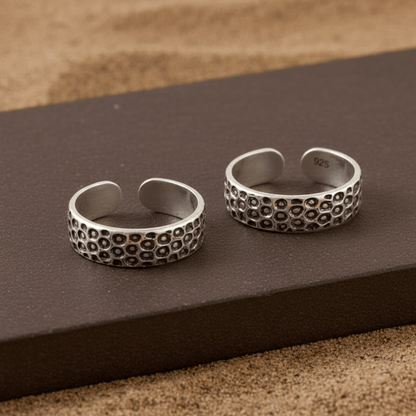 925 Sterling Silver Adjustable Toe Ring | Boho Oxidized Wide Band Jewelry | Handmade Ethnic Foot Ring - Zirak Silver