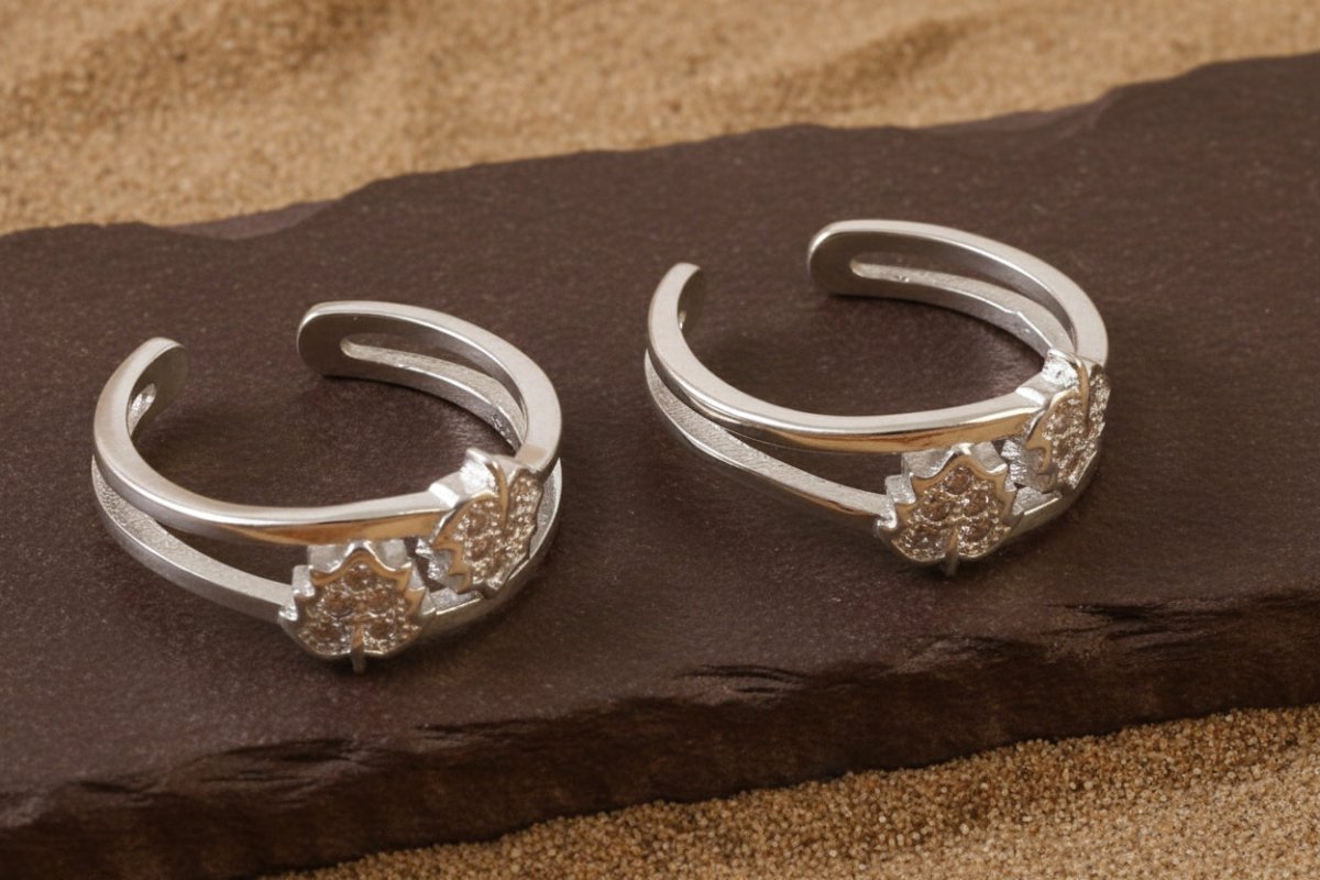 925 Sterling Silver Adjustable Toe Ring with Floral Design and Sparkling CZ Stones - Zirak Silver