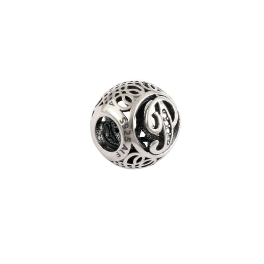 925 Sterling Silver Alphabet “P” Filigree Charm Bead - Zirak Silver