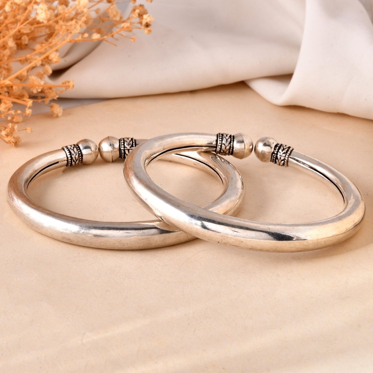 925 Sterling Silver Anklet Pair – Bold Oxidized Bead Payal - Zirak Silver