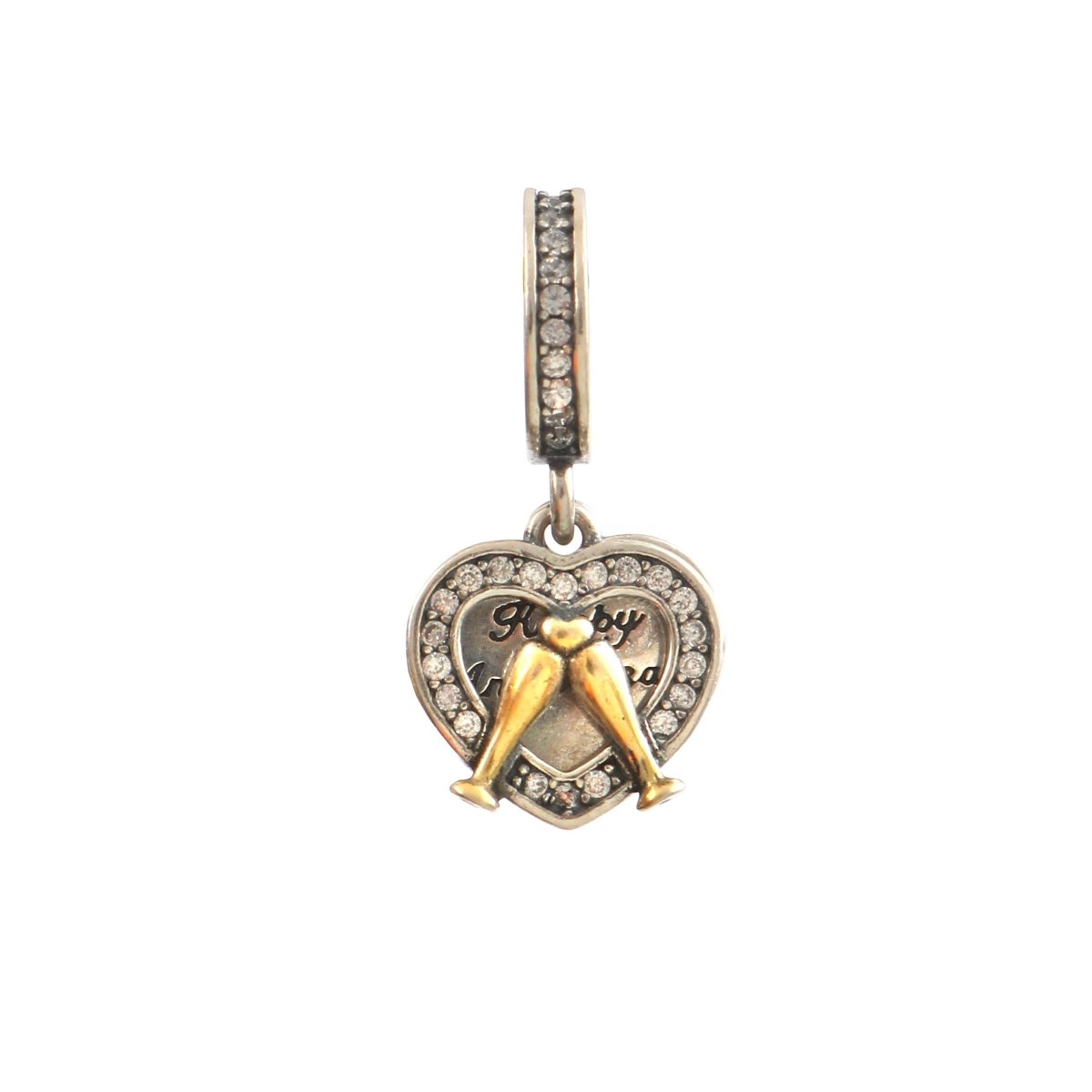 925 Sterling Silver Anniversary Heart Champagne Charm - Zirak Silver