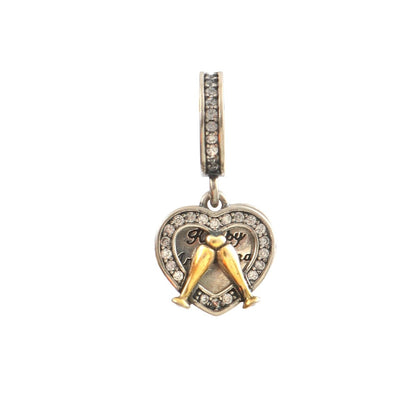 925 Sterling Silver Anniversary Heart Champagne Charm - Zirak Silver