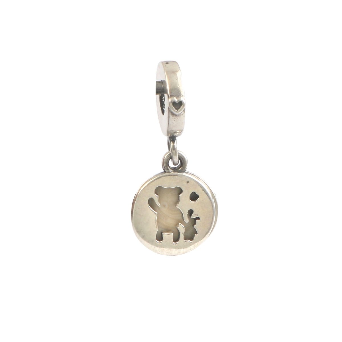 925 Sterling Silver Bear & Heart Dangle Charm for Bracelet - Zirak Silver