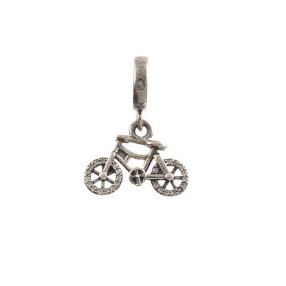 925 Sterling Silver Bicycle Charm with CZ Wheels | Cycling Jewelry Charm - Zirak Silver