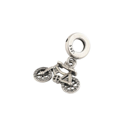 925 Sterling Silver Bicycle Charm with CZ Wheels | Cycling Jewelry Charm - Zirak Silver