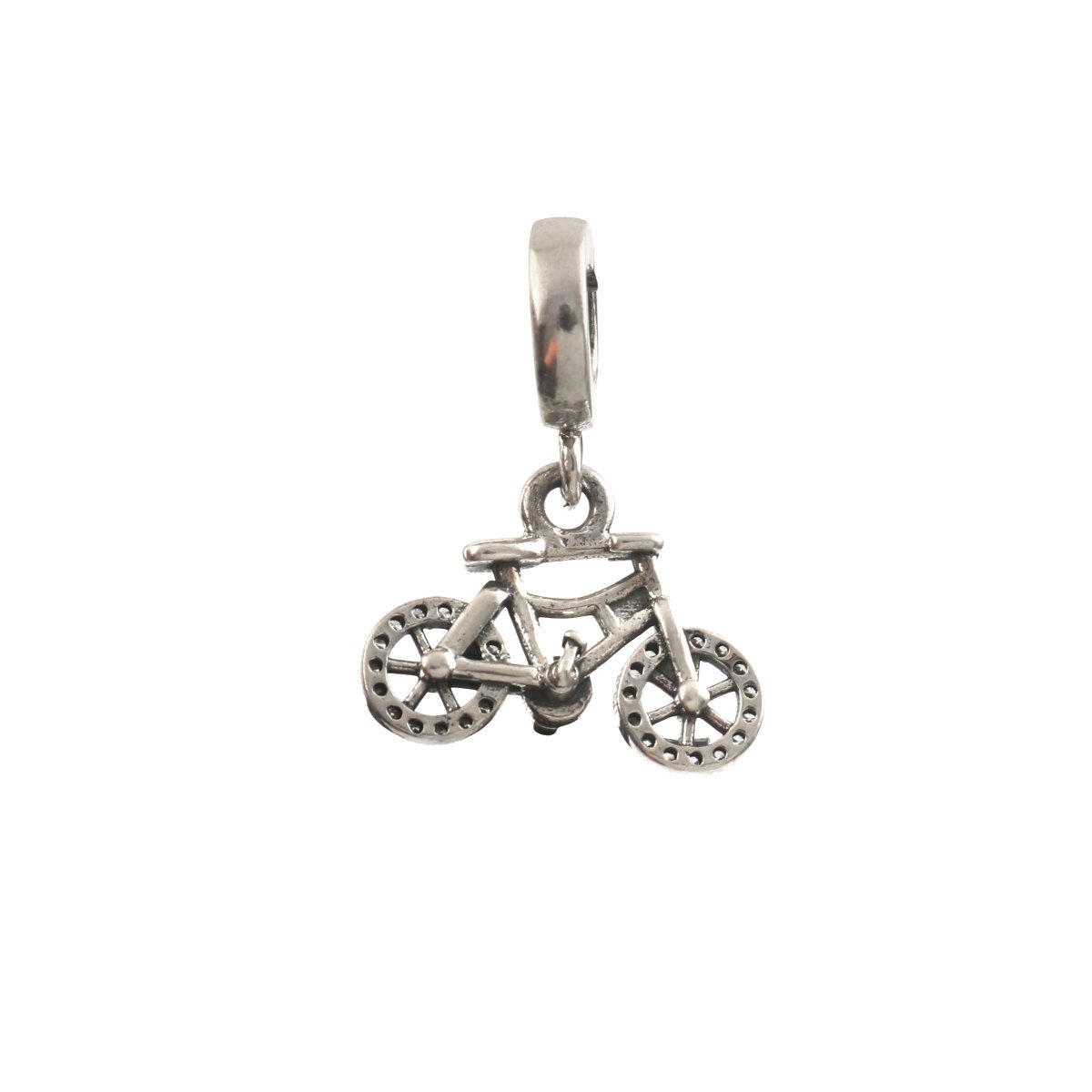 925 Sterling Silver Bicycle Charm with CZ Wheels | Cycling Jewelry Charm - Zirak Silver