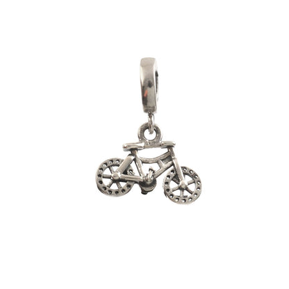 925 Sterling Silver Bicycle Charm with CZ Wheels | Cycling Jewelry Charm - Zirak Silver