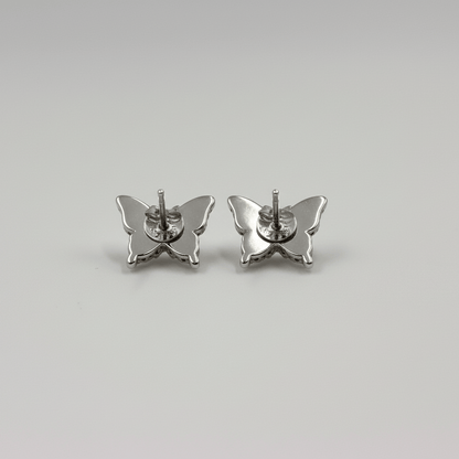 925 Sterling Silver Blue Enamel Butterfly Stud Earrings - Zirak Silver