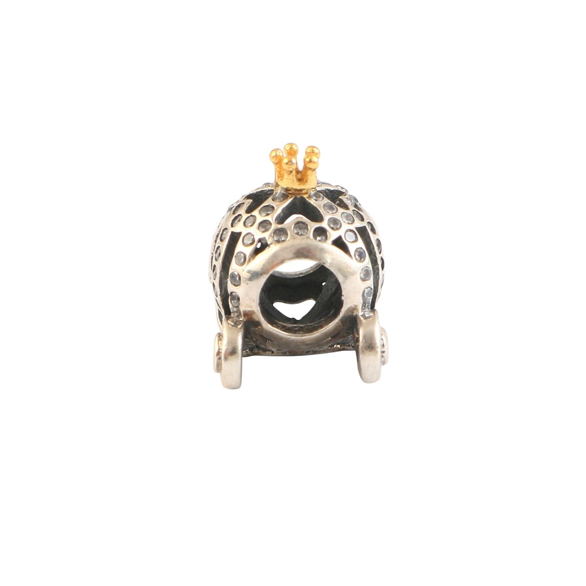 925 Sterling Silver Cinderella Carriage Charm with Crown & CZ Accents - Zirak Silver