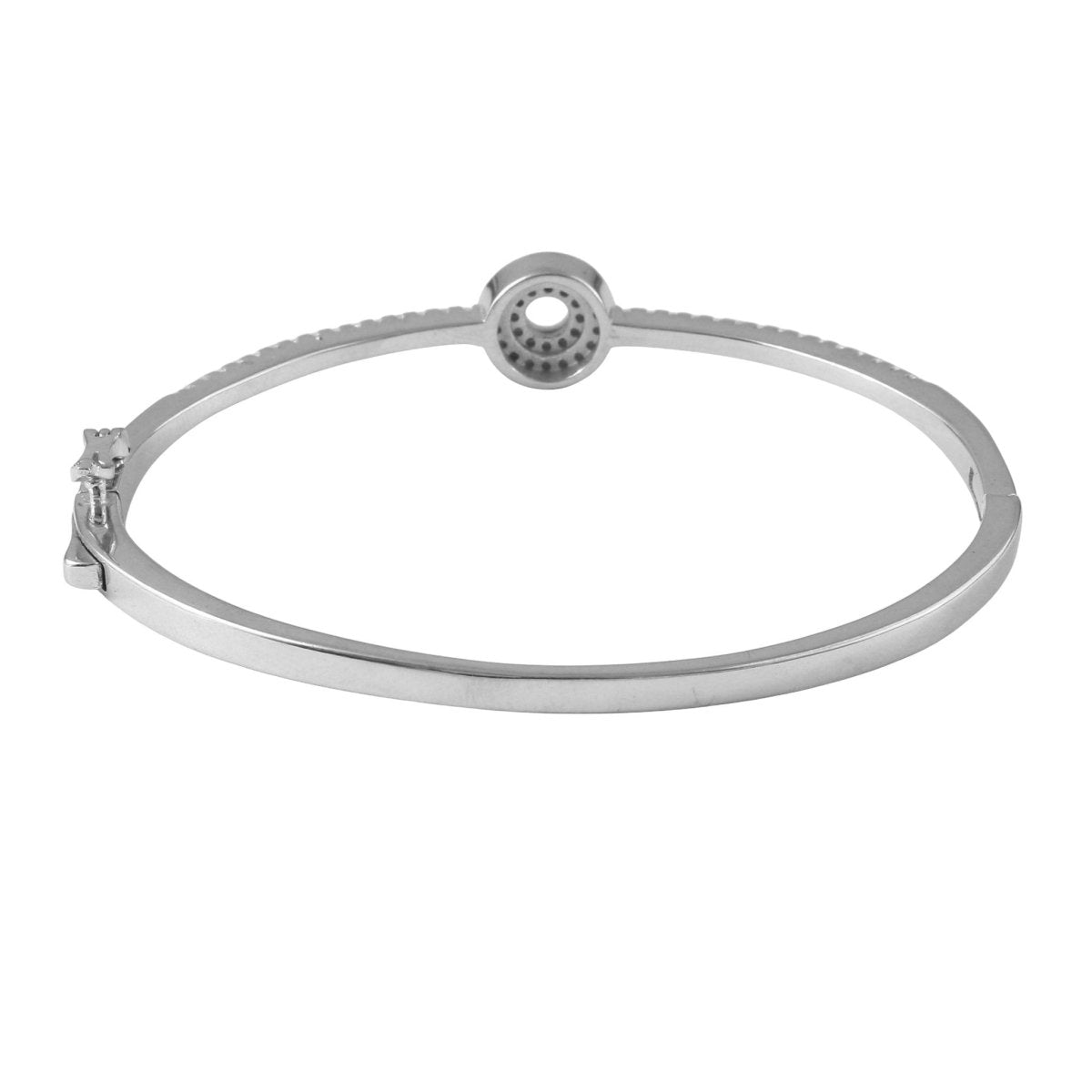 925 Sterling Silver Circle Halo Cuff Bracelet with Pave CZ - Zirak Silver