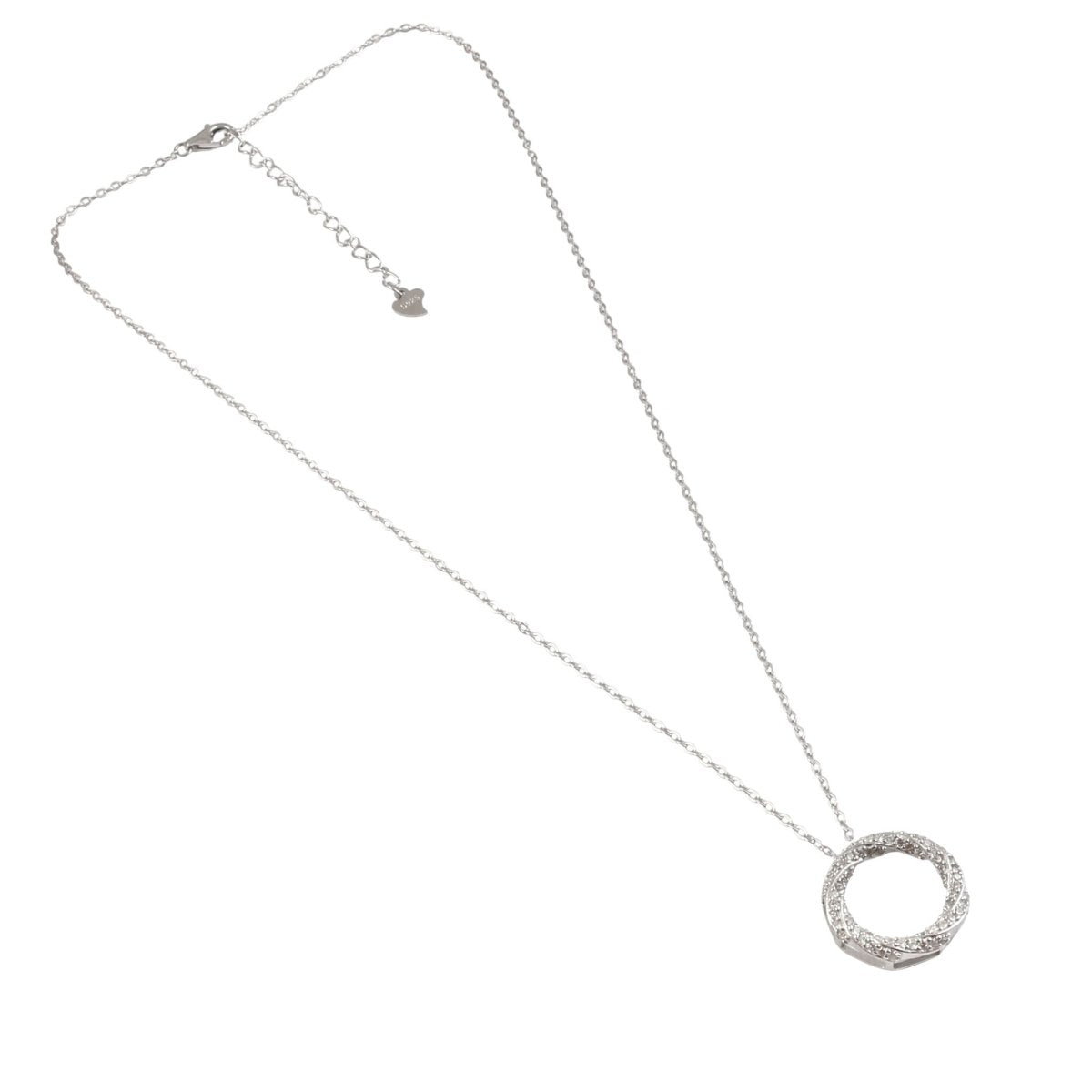 925 Sterling Silver Circle Pendant Necklace with CZ Stones - Zirak Silver