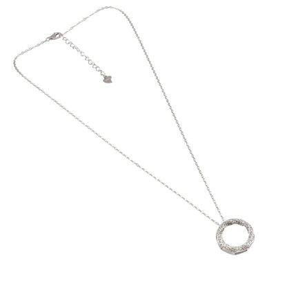 925 Sterling Silver Circle Pendant Necklace with CZ Stones - Zirak Silver