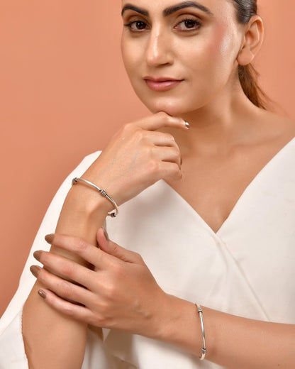 925 Sterling Silver Classic Oxidized Kada Bangles – Minimalist Tribal Design - Zirak Silver
