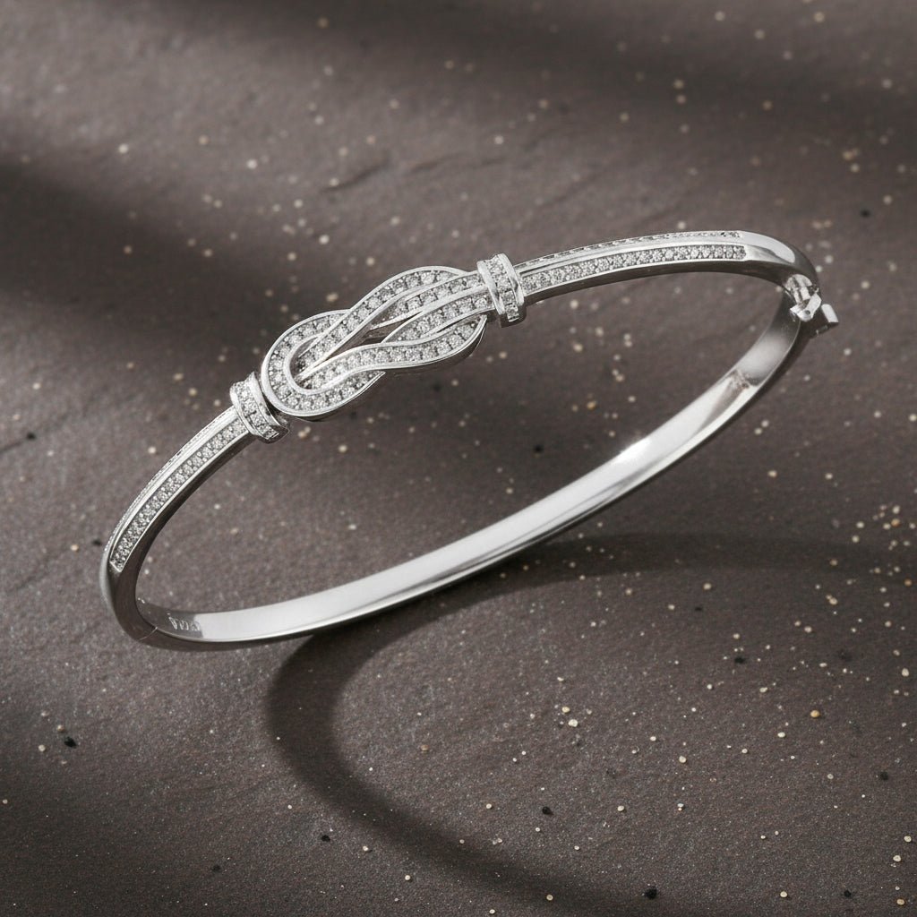 925 Sterling Silver CZ Infinity Knot Bracelet for Women - Zirak Silver