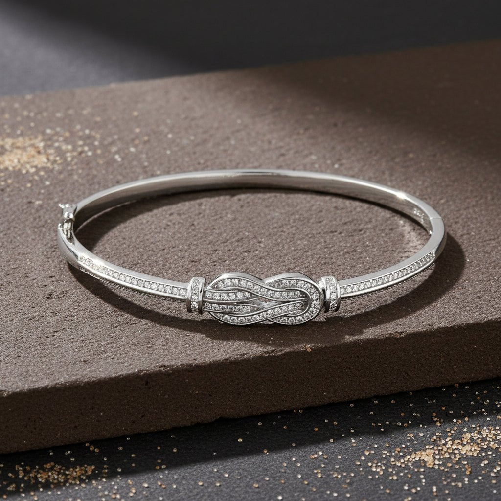 925 Sterling Silver CZ Infinity Knot Bracelet for Women - Zirak Silver