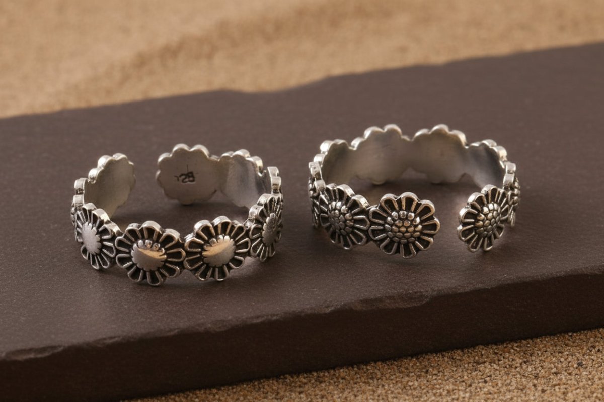 925 Sterling Silver Daisy Flower Toe Ring – Adjustable Boho Floral Jewelry - Zirak Silver